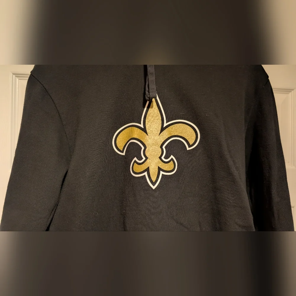 New Orleans Saints Fanatics NFL Black Hoodie Size Medium Cotton Polyester Blend - Picture 8 of 14